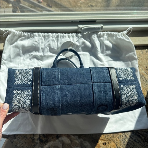 CHLOE
x High Summer Woody Medium Tote Bag in Bandana Embroidered Denim - Picture 6 of 6